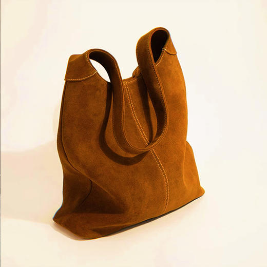 【顺丰包邮】05147 洛诗琳秋冬高级感美拉德牛反绒复古水桶托特包0150 商品图4