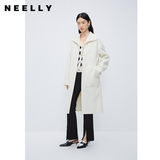 NEELLY纳俪商场同款*绵羊毛双面呢大衣女中长款伯明翰御姐穿搭N24104N04570 商品图0