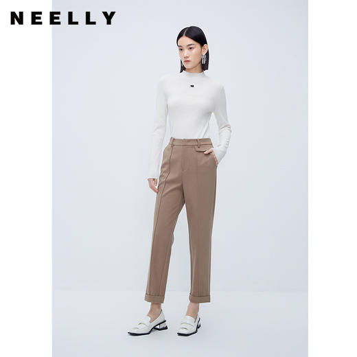 NEELLY纳俪商场同款直筒西装裤女秋冬高腰显瘦职业通勤休闲萝卜裤N24104H04556 商品图0