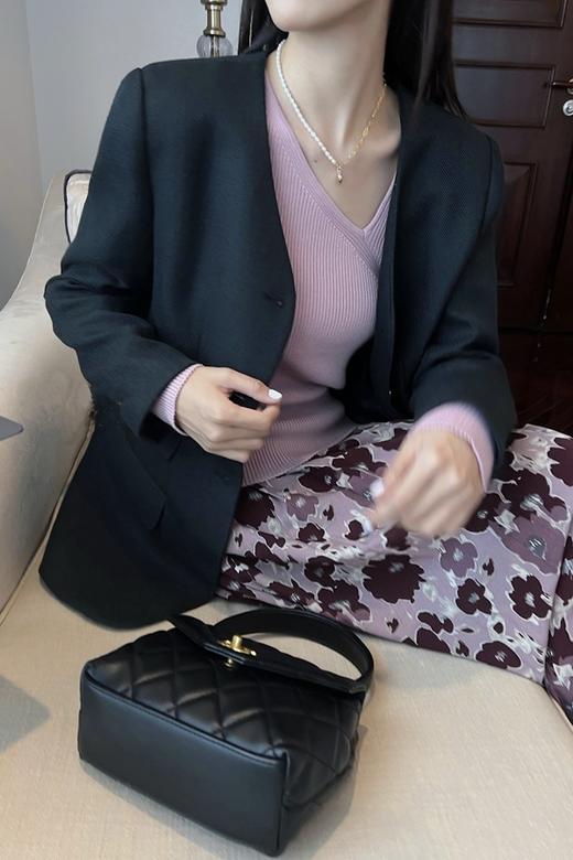 ESTELLICA 黑色无领高端气质西装外套 17240 商品图0