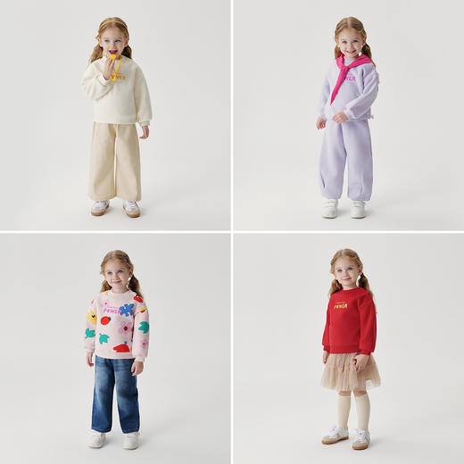 马克珍妮男女童加绒保暖半高领卫衣儿童宽松加厚上衣冬款241625 商品图1