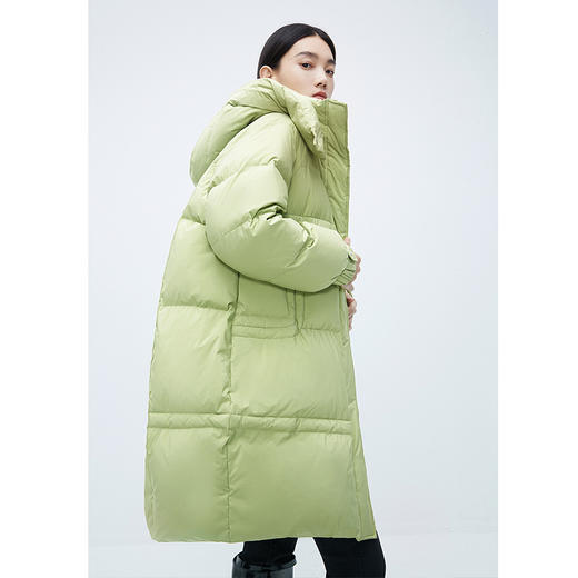 NEELLY纳俪商场同款纯色中长款白鸭绒羽绒服女冬季加厚连帽面包服N24114L04627 商品图3