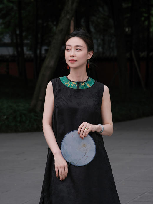 盛唐牡丹 |梅兰竹菊带圈香云纱配宋锦女裙 商品图1