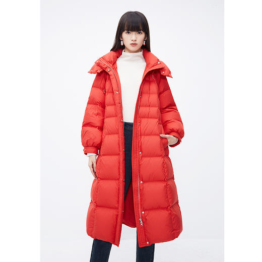 NEELLY纳俪商场同款韩版气质收腰羽绒服女中长款过膝保暖连帽大衣N24124L04633 商品图1