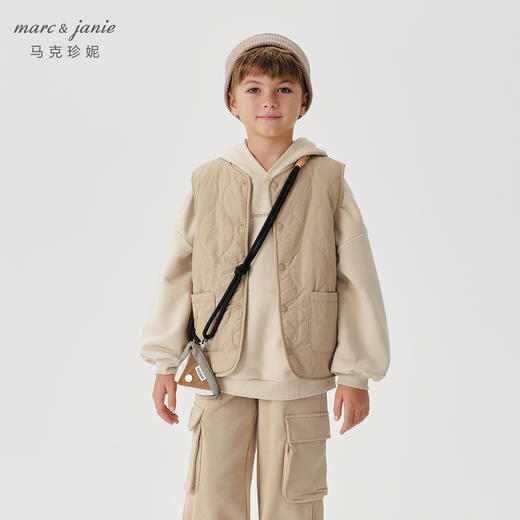 马克珍妮男女童时尚加绒保暖马甲儿童夹克上衣2024冬装新款241538 商品图1
