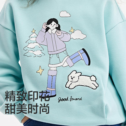 森马儿童卫衣2024新款加绒宽松印花针织上衣冬季内搭女童休闲装潮 商品图3