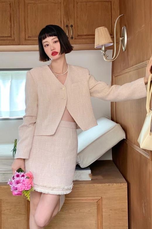 amadella 气质浅粉色甜美时髦小香风外套半裙套装 17236 商品图8