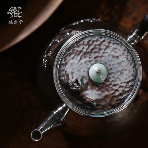 鹤鼎堂银壶闻天系列景山槌目纹錾刻鸟语花香急须(银色)（缺货） 商品图4
