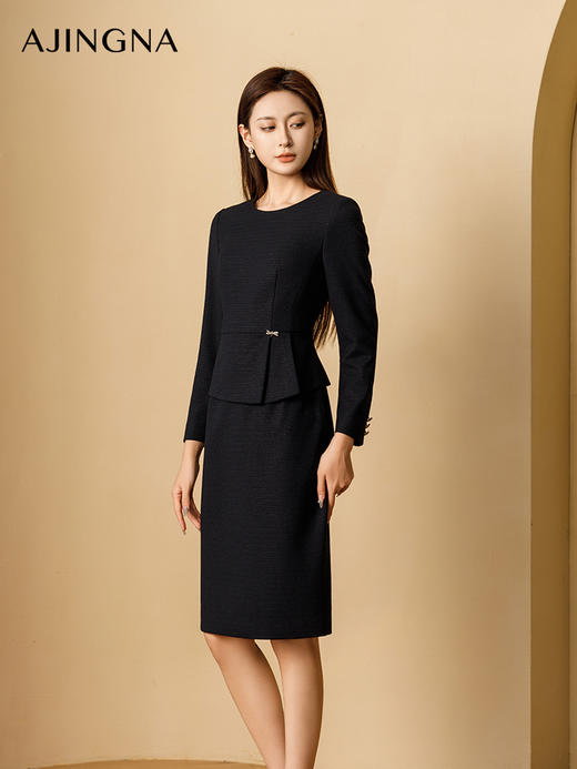 【商城同款】阿菁娜2024秋季新款知性优雅假两件连衣裙A29Q112060 商品图3