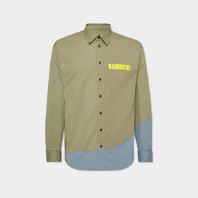DSQUARED2 男士字母徽标印花弹力棉长袖衬衫 绿色 S74DM0842 S35175 709