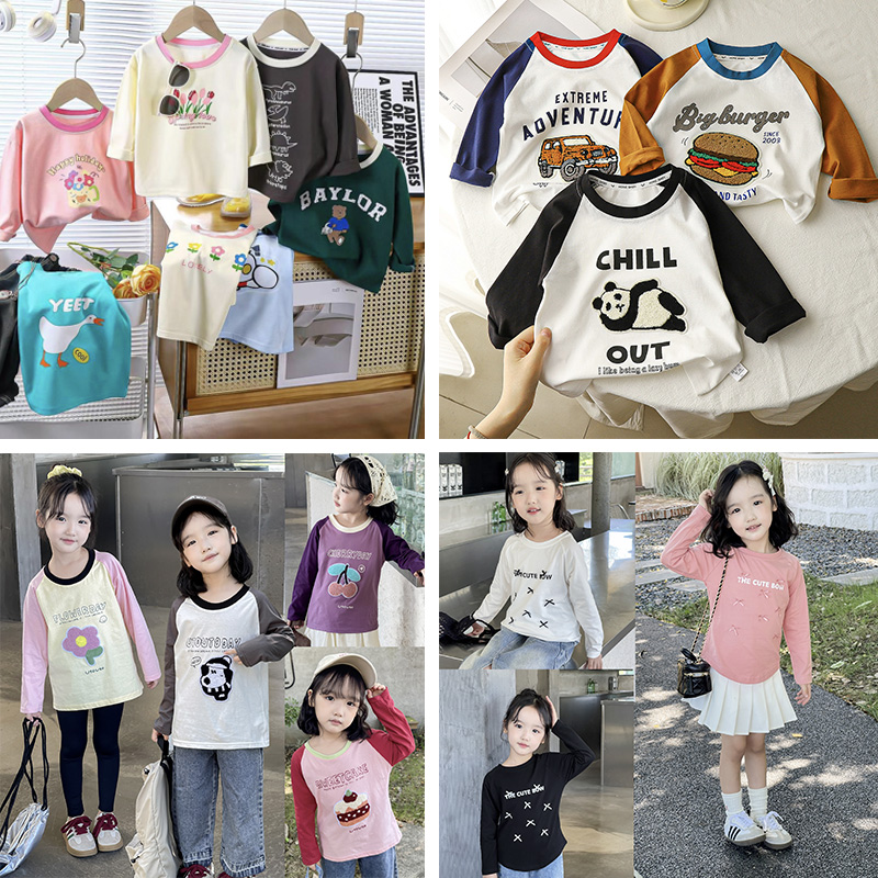 【49元到手3件】儿童印花长袖丨潮童时髦圆领上衣休闲洋气T恤