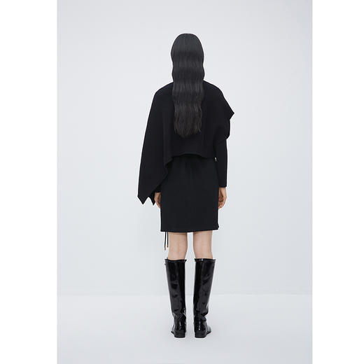 NEELLY纳俪商场同款斗篷针织套装裙黑色半高领端庄大气披肩连衣裙N24104Y04571 商品图3