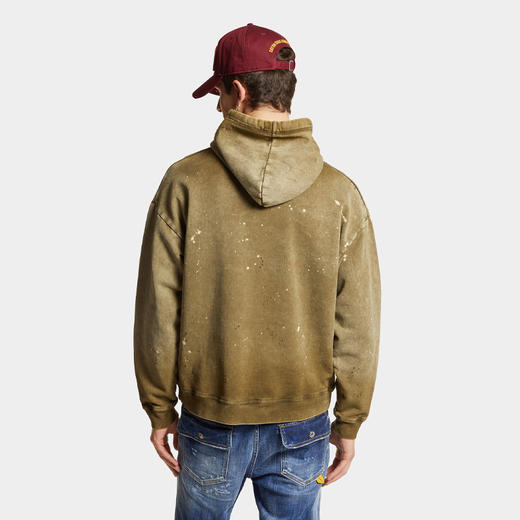 DSQUARED2 男士字母徽标棉质抓绒连帽卫衣 驼色 S74GU0818 S25030 728 商品图3