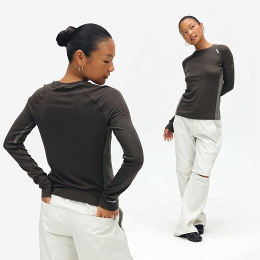 oneup兰精天丝美丽奴羊毛女式合身长袖T恤 商品图3