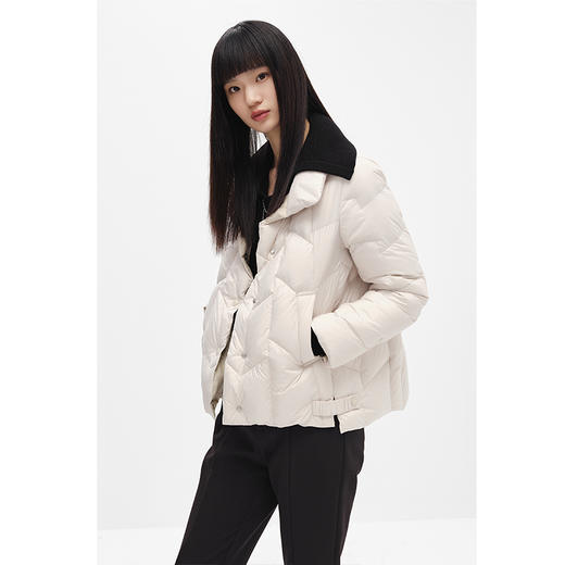 NEELLY纳俪商场同款冬季新款羽绒服女立领菱格短款外套保暖百搭N24104L04590 商品图2