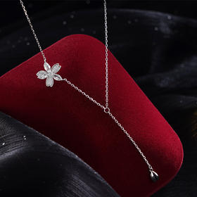 子佩集S925银【聆听花雨】套链【YL-6682】纯银时尚项链五瓣花不对称2410