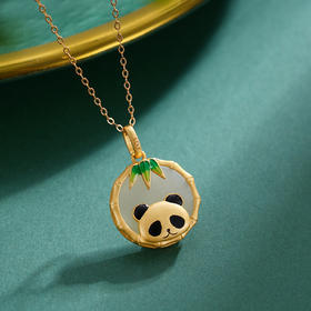 子佩集S925银【熊猫爱竹】套链【DZ05288】纯银古法银项链镀金2410