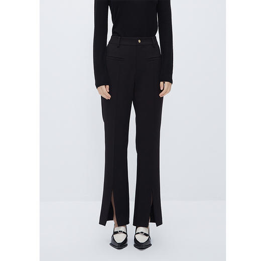 NEELLY纳俪商场同款黑色休闲喇叭裤女开叉西装裤高级感垂感九分裤N24104H04555 商品图1