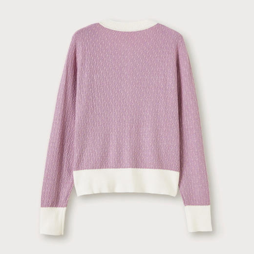 全新升级【铂金会员312/天猫419/差价107】(05846) 洛诗琳唐嫣同款秋冬新品海派小香风拼接羊毛针织开衫女 商品图4