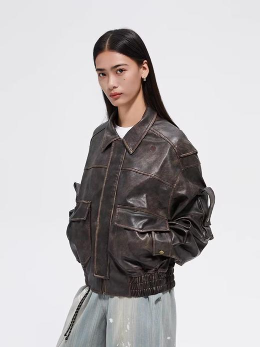 FMACM/JK2410/重磅棕色皮衣复古夹克 商品图1