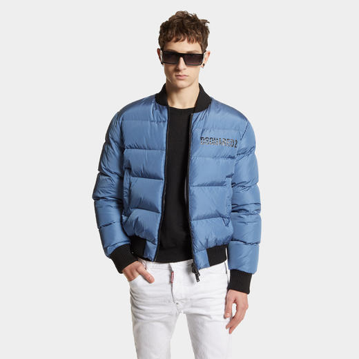 DSQUARED2 男士字母徽标印花绗缝羽绒服 蓝色 S74AM1508 S53817 494 商品图1