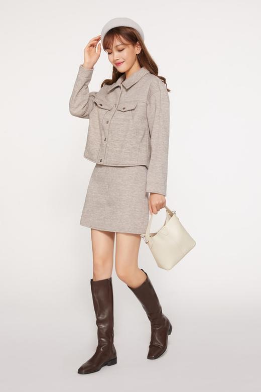 Kai & Kiera 浅花灰翻领夹克短裙套装 10235 商品图0