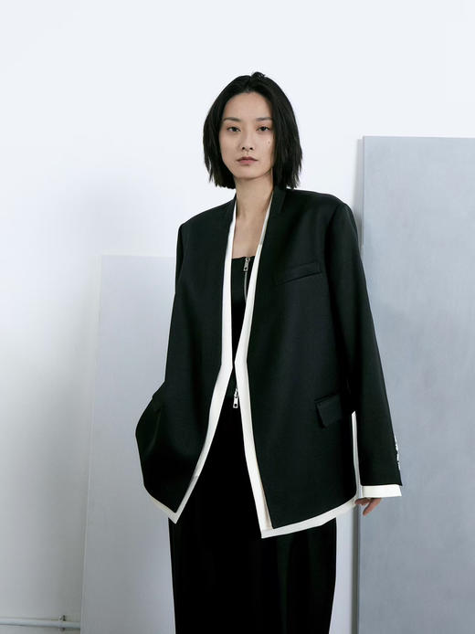 分镜头/SHANG1BYSHANGYI  2024新款设计师品牌高级感撞色边西服3380 商品图1