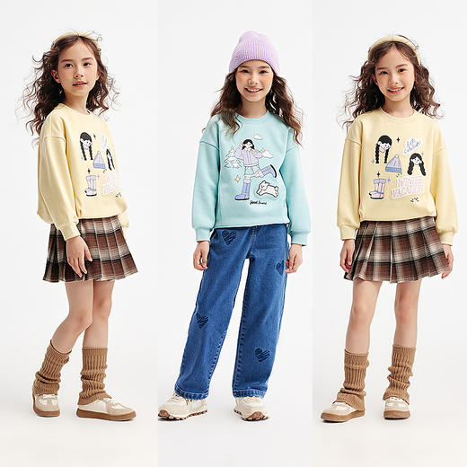 森马儿童卫衣2024新款加绒宽松印花针织上衣冬季内搭女童休闲装潮 商品图2