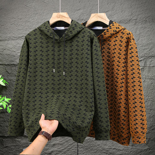 【特大码】【新款DFF】大依优型大码连帽卫衣男宽松休闲上衣胖子加肥加大男士潮流 商品图3