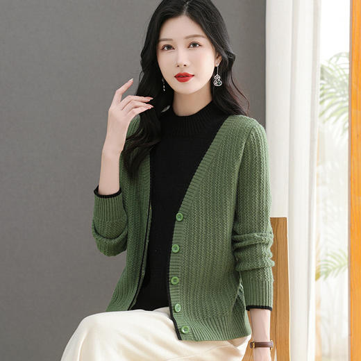 假两件宽松短款，半高领毛衣打底衫CC-103-66158 商品图0