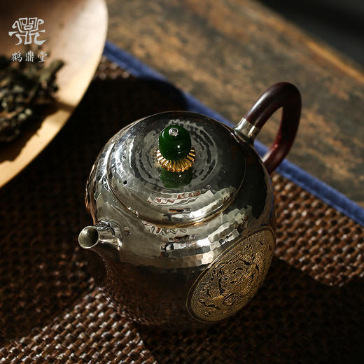 鹤鼎堂银壶闻天系列关雎急须錾刻龙凤呈祥（银色）（缺货） 商品图2