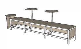 一体式卡座桌子/1*1件