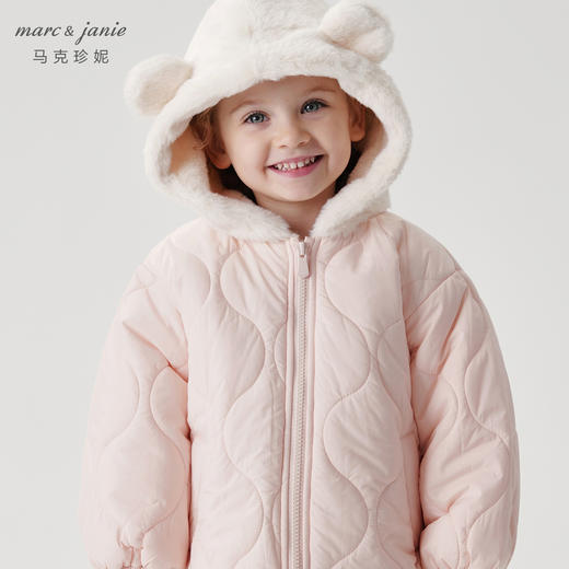 马克珍妮女童萌萌熊耳朵保暖棉服儿童加厚外套宝宝冬装新款241022 商品图4