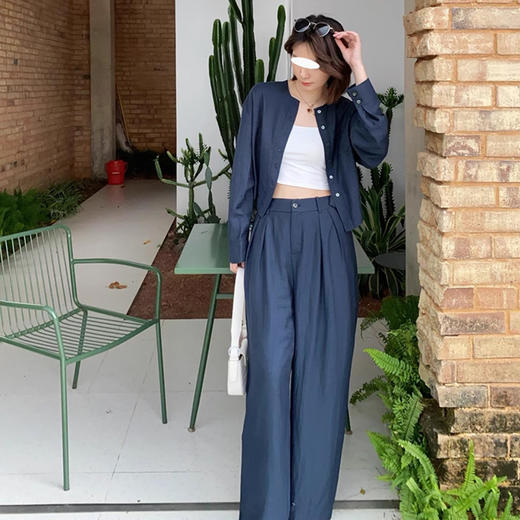 裁缝学苑AQ374亚麻通勤圆领衬衫纸样阔腿裤子女装新款套装样板 商品图1