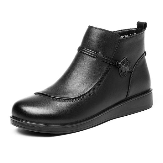 真皮舒适女鞋厚底短靴2024新款冬季加绒高帮棉鞋中老年妈妈鞋靴子M681-16D 商品图4