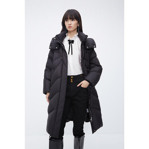 NEELLY纳俪商场同款茧型加厚羽绒服女冬季韩版连帽中长款过膝外套N24104L04576 商品图1