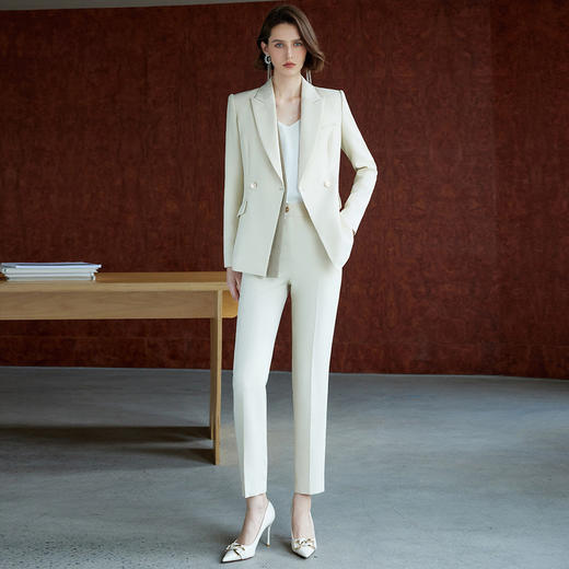 IWY/米白色总裁职业西装套装女秋冬干练商务接待工作服职业装CP1966 商品图1
