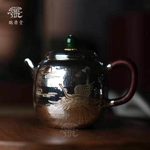 鹤鼎堂银壶闻天系列关雎急须錾刻龙凤呈祥（银色）（缺货） 商品图0