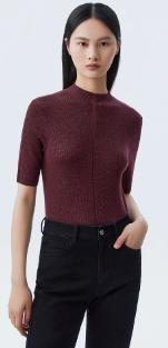 L1朗姿短袖针织衫修身高端打底衫LCSP02KPR425P21 商品图2