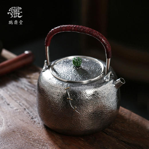 鹤鼎堂银壶闻天系列漙兮麻纹锯钉水汤沸（银色）（缺货） 商品图0