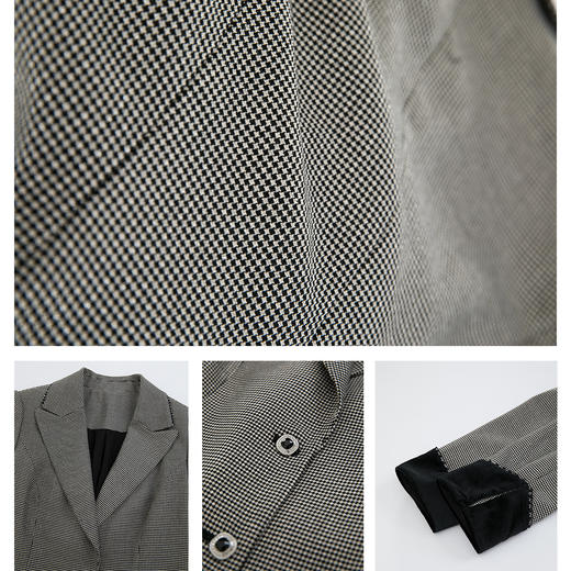 司歌格纹短外套长袖知性修身优雅B901191X 商品图3