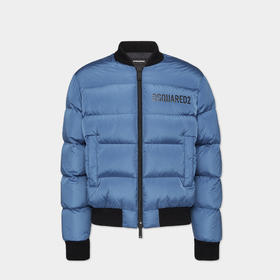 DSQUARED2 男士字母徽标印花绗缝羽绒服 蓝色 S74AM1508 S53817 494