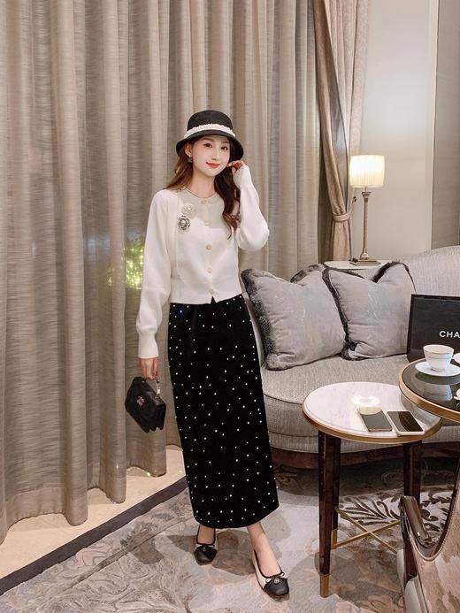 张心子【山茶香氛】气质名媛小香风针织衫女秋冬新款长袖修身上衣 U2410042 商品图7