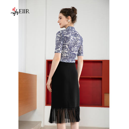 司歌弹力印花内搭打底半高领中袖上衣套头ET901359 商品图2