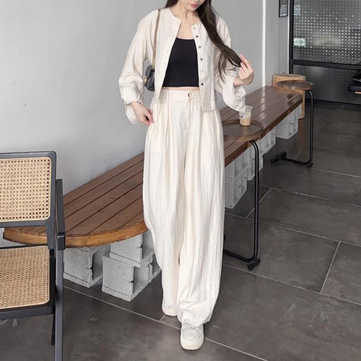 裁缝学苑AQ374亚麻通勤圆领衬衫纸样阔腿裤子女装新款套装样板 商品图5