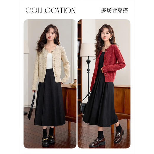 【年货节】熙世界多巴胺彩点针织外套女短款小个子内搭毛衣开衫2025秋冬新款 商品图4