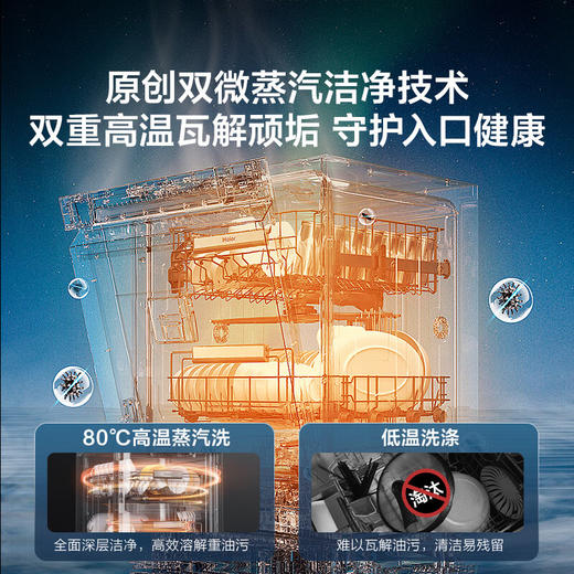 海尔（Haier）云溪系列双面洗洗碗机W5000Ultra 大16+2套 高温UV双重除菌 智能开关门速干EYBW163296JHU1 商品图3