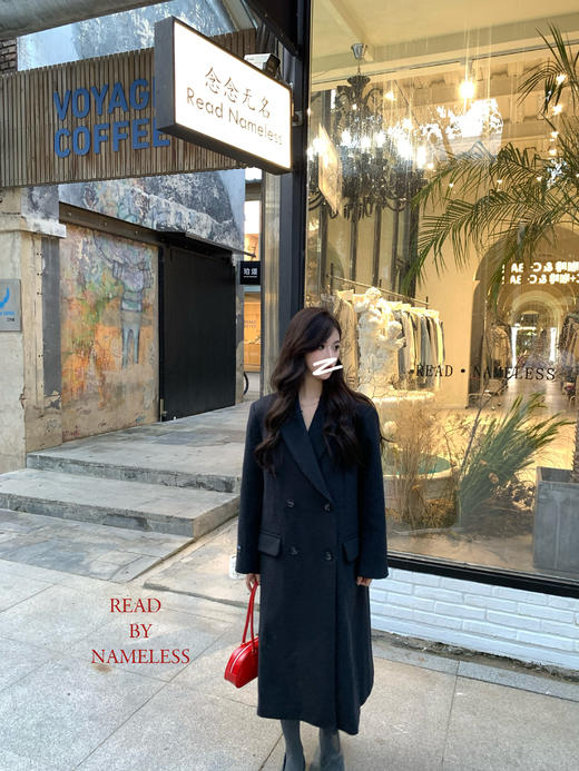 Read Nameless /黑灰色气场双面斜纹羊毛大衣 2024/10/17 商品图12