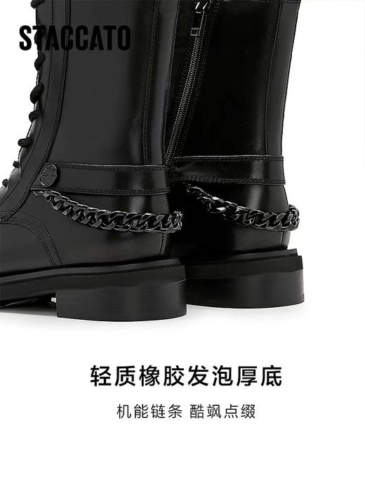 思加图冬季新款英伦风增高马丁靴中筒靴时装靴女 商品图3