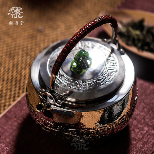 鹤鼎堂银壶闻天系列晨风汤沸錾刻饕餮纹金犀牛（银色）（缺货） 商品图1